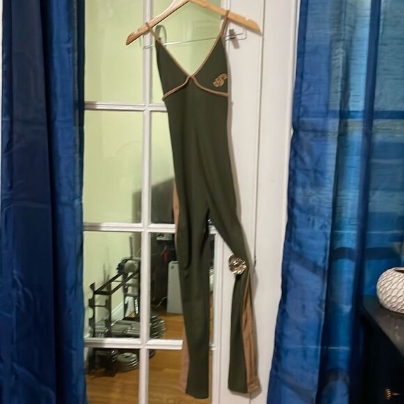 Soleboy race car green two toned jumper ribbed criss cross body suit size large - Picture 12 of 13